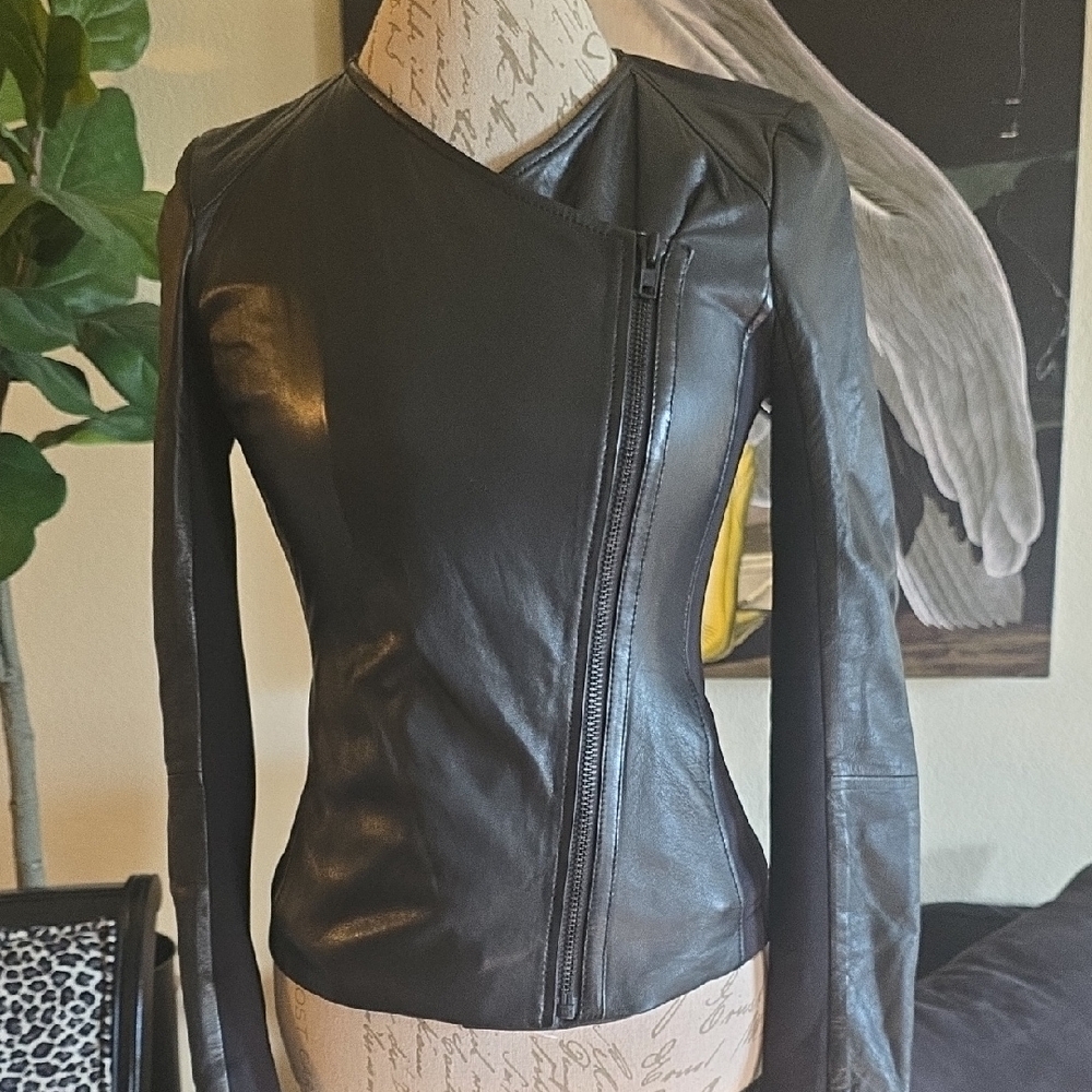 Trouve Asymmetrical Black Vegan Leather Jacket